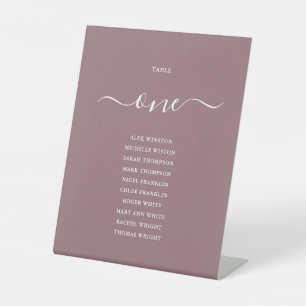 Mauve Chic Script Tischnummer Seekarte Sockelschild