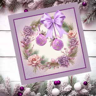 Mauve Christmas Wreath Magnetkarte