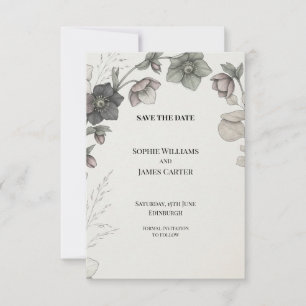 Mauve-Christrose-Botanische-Hochzeits-Einladung zu Save The Date