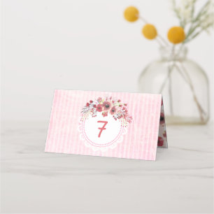 Mauve Coral Floral Wedding Tischnummer Cards Platzkarte