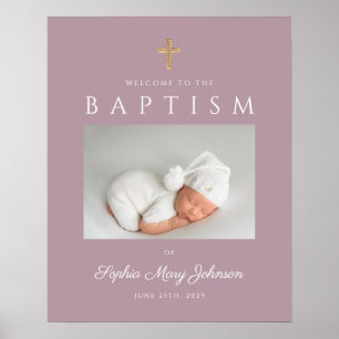 Mauve Cross Foto Girl Baptisse Willkommen Poster