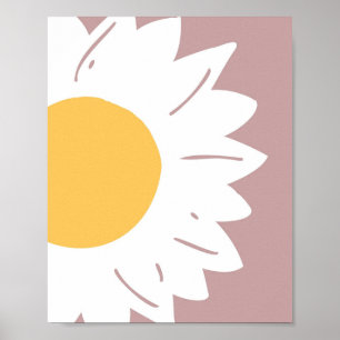 Mauve Daisy – Art mural floral minimaliste