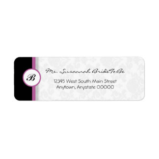 Mauve Damask Monogram Address Label