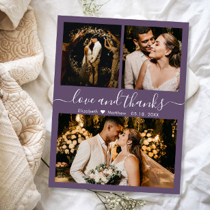 Mauve danke Foto Collage Wedding Vielen Dank Postkarte