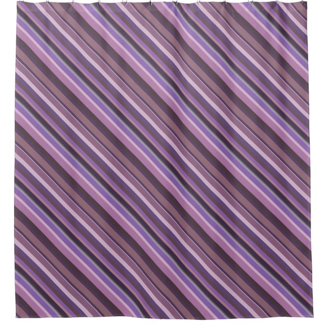 Mauve diagonale Streifen Duschvorhang (Vorderseite)