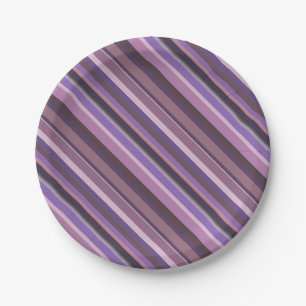 Mauve diagonale Streifen Pappteller