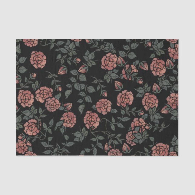 Mauve Dusty Floral Pattern Blume Seidenpapier (Vorderseite)
