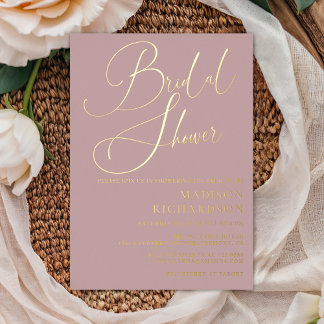 Mauve Dusty Rose Gold Minimalistisches Brautparty Folieneinladung