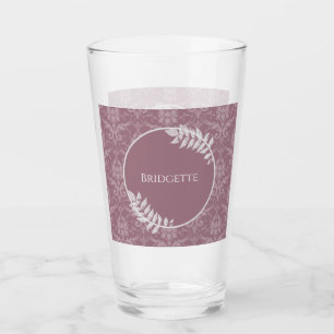 Mauve Elegant Damask Personalisiert Glass Glas