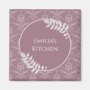 Mauve Elegant Damask Personalisiert Magnet