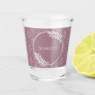 Mauve Elegant Damask Personalisiert Shot Glass Schnapsglas