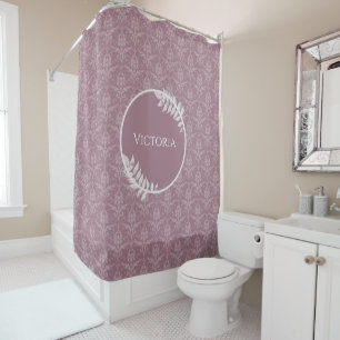 Mauve Elegant Damask Rideau de douche personnalisé