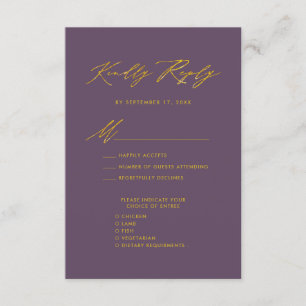 Mauve Elegant Gold Script Minimalistisch Wedding R Begleitkarte