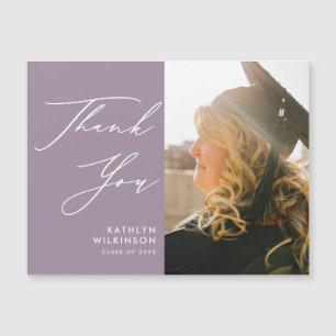 Mauve Elegant Script Simple Abschluss Vielen Dank Magnetkarte