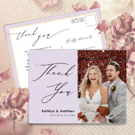 Mauve Elegant Script Simple Wedding Vielen Dank Postkarte