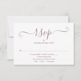 Mauve Elegant Script Wedding RSVP Karte
