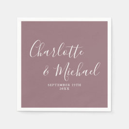 Mauve Elegant Signature Script Wedding Serviette