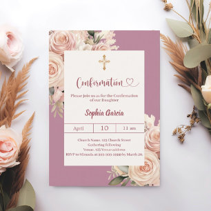 Mauve Elfenbein Staubrose Blumen Bestätigung Einladung