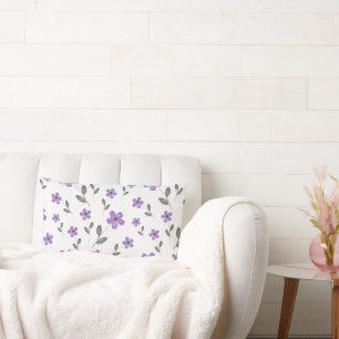 Mauve Five Petal Watercolor Blume Muster Lendenkissen