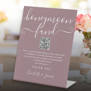 Mauve Flitterwochen-Fonds QR Code Sockelschild