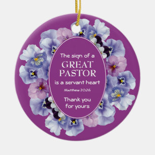 Mauve Floral DANK YOU Pastor Wertschätzung Keramik Ornament