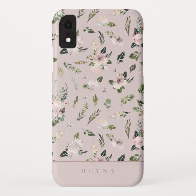 Mauve Floral Muster Case-Mate iPhone Hülle (Rückseite)