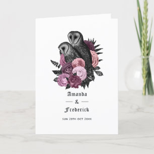 Mauve Floral Owls Gothic Wedding Programm