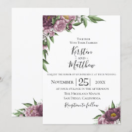 Mauve Floral Wedding Einladung
