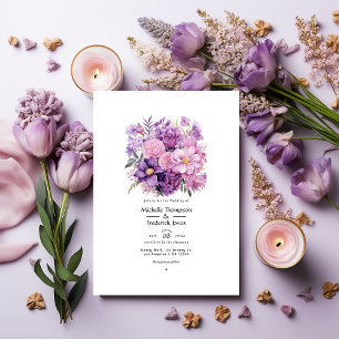 Mauve Floral Wedding Einladung