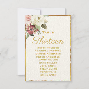 Mauve Florals Luxe Gold Edge-Sitzzuordnung Mitteilungskarte