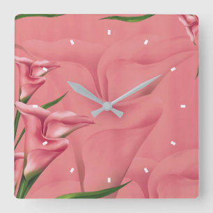 Mauve Flower Wall Clock by Julie Everhart Quadratische Wanduhr