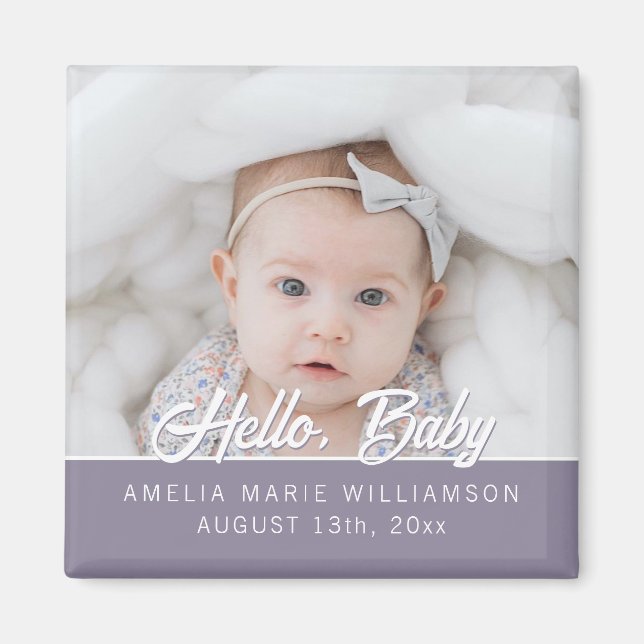 Mauve foncé Contemporain Hello Baby Magnet (Devant)