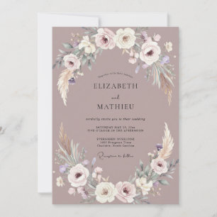 Mauve gedämpfte bohemische Hochzeit Einladung