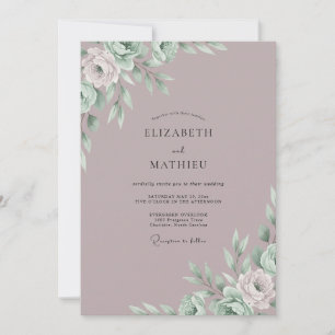 Mauve gedämpfte Eukalyptus-Hochzeit Einladung