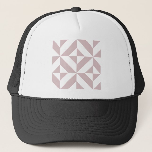 Mauve Geometric Deko Cube Pattern Truckerkappe (Vorderseite)