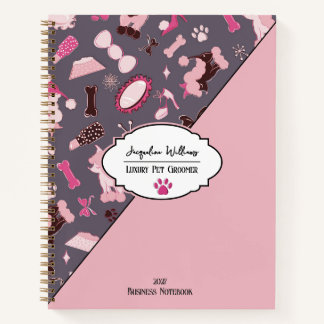 Mauve Girly Mid-Century Pet Groomer Notizbuch