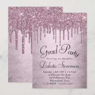 Mauve-Glitzer   Dusty Pink Abschluss Einladung