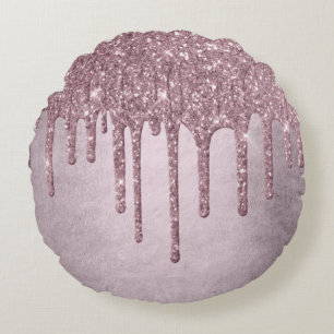 Mauve-Glitzer Dusty Pink Melt Shimmer Rundes Kissen