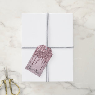 Mauve-Glitzer Dusty Pink Melt Vielen Dank Geschenkanhänger