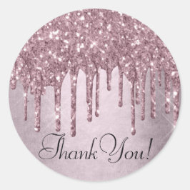 Mauve-Glitzer | Dusty Pink Melt Vielen Dank Runder Aufkleber