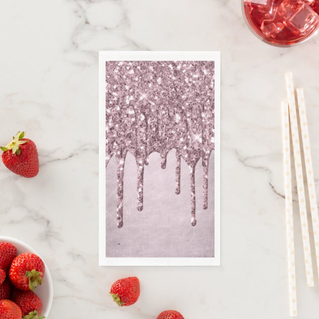 Mauve-Glitzer | Dusty Pink Quinceanera Serviette (Beispiel)
