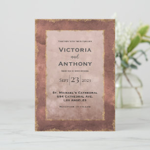 Mauve Gold Moderne Hochzeit Einladung