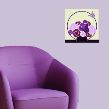 Mauve Grape Lila Bouquet & Butterflies Square