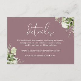 Mauve Greenery Floral Elegante Hochzeiten Details Begleitkarte