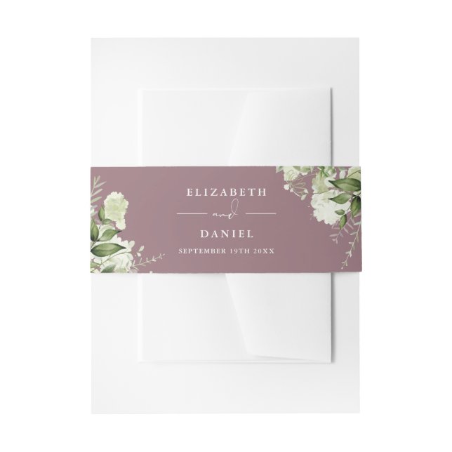 Mauve Greenery Floral Wedding Einladungsbanderole (Vorderseite Beispiel)