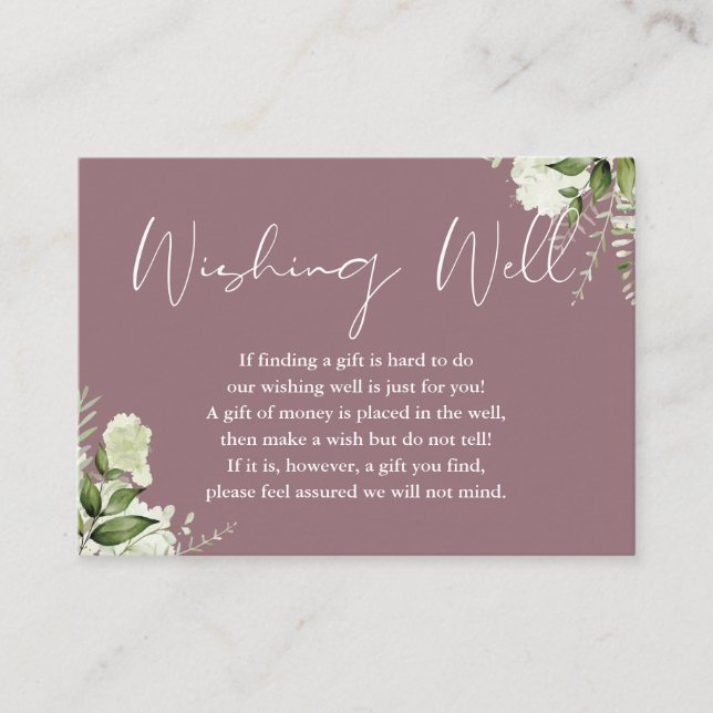 Mauve Greenery Floral wünschen gute Hochzeit Begleitkarte (Vorderseite)