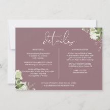 Mauve Greenery Wedding Details