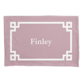 Mauve Griechisch Key Monogram Standard Pillow Case Kissenbezug