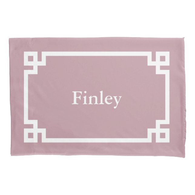 Mauve Griechisch Key Monogram Standard Pillow Case Kissenbezug (Vorderseite)