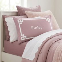 Mauve Griechisch Key Monogram Standard Pillow Case
